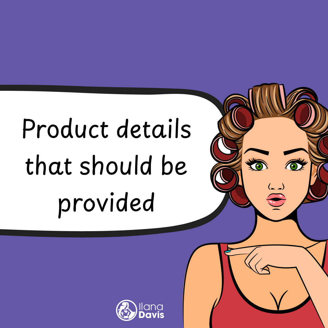 Product details that should be provided