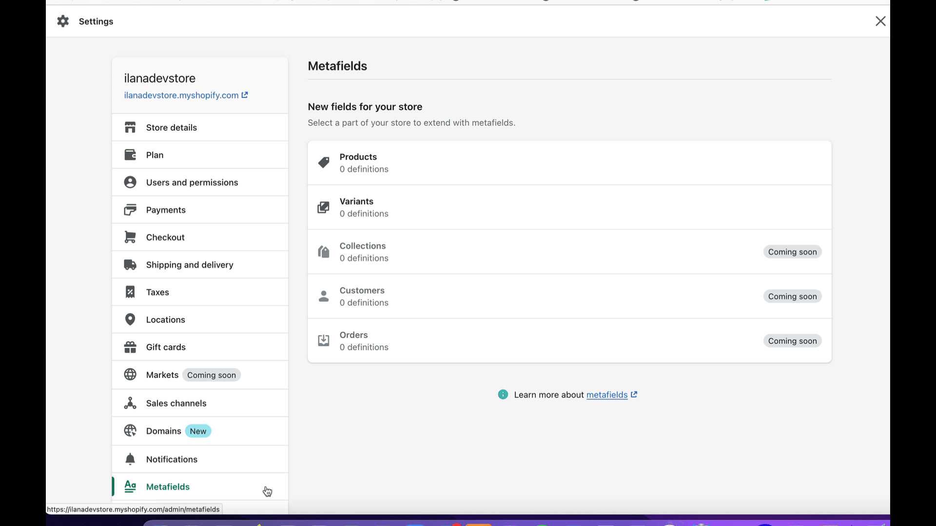 Video walk through of the steps to add a metafield in Shopify, the start of hiding a product from search engines.