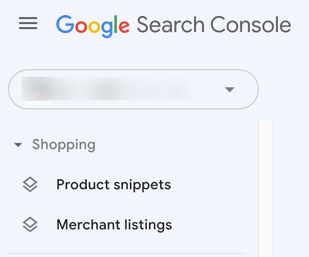 Search Console showing Product Snippets and Merchant Listings