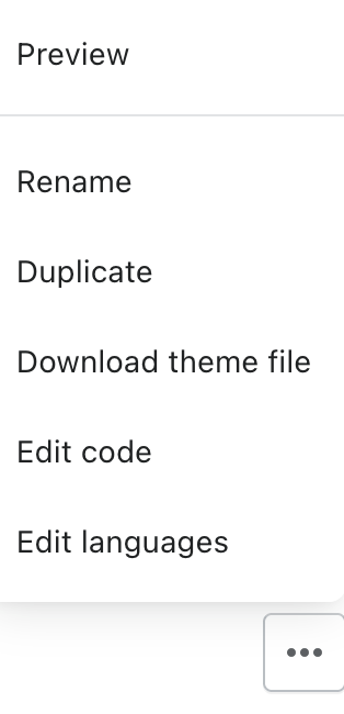Screenshot of what the options look like on Shopify to Download theme files.